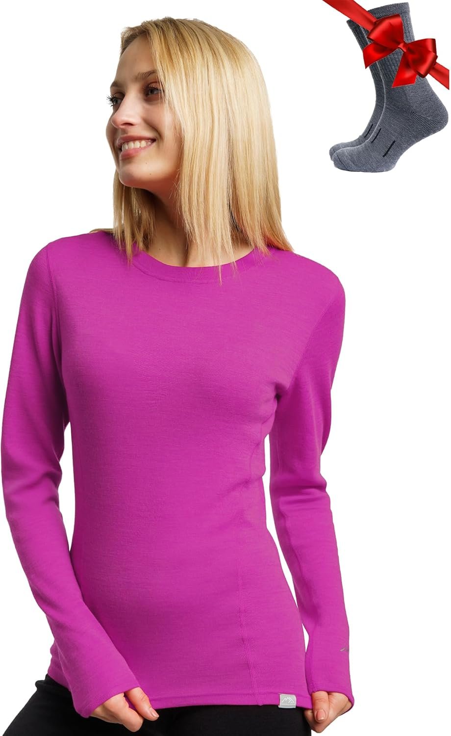 Merino.tech Merino Wool Base Layer Women – 100% Merino Wool Heavyweight, Midweight, Lite Long Sleeve Thermal Shirt and Socks