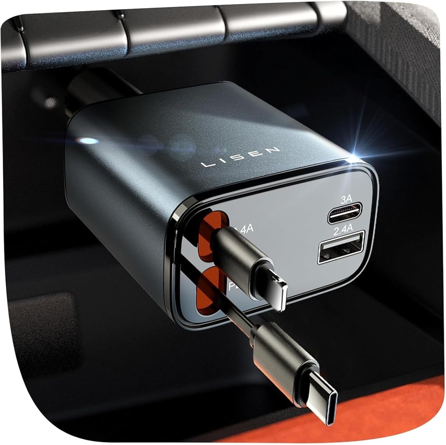LISEN Retractable Car Charger, 69W Cars Adapter USB C Fast Charger for iPhone 17 Pro Max 16 15 14, Car Accessories for Valentines Day Gifts for him Her Birthday Gifts for Men Women 2026 Tech Gadgets